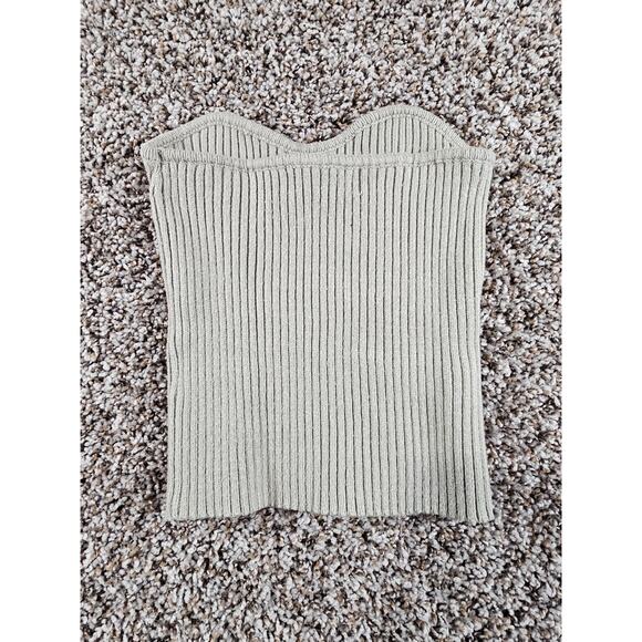 Lucca Womens Sz S Strapless Knit Tube Top Sage Green Ribbed - Picture 3 of 3